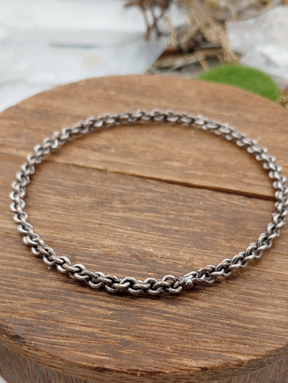 Silver Tone Rope Barbed Wire Chain Bracelet - Twisted Link Design B1010